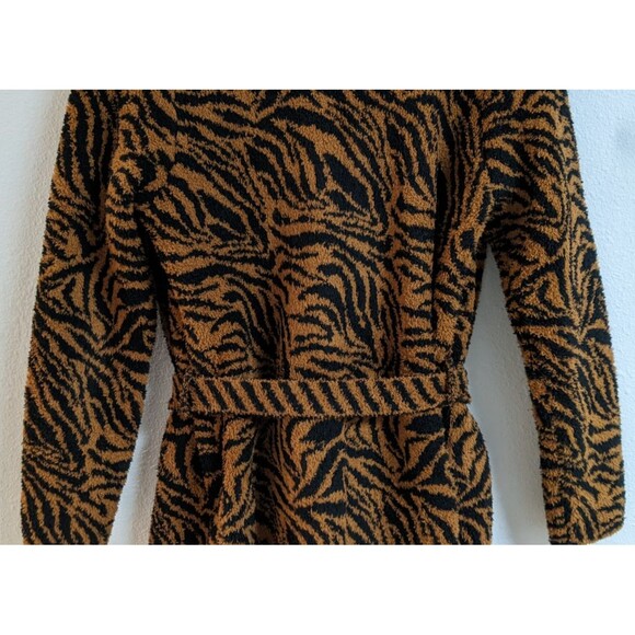 Barefoot Dreams - CozyChic Zebra Fringe Cardigan Sweater - Honey & Black Size M - Picture 9 of 12